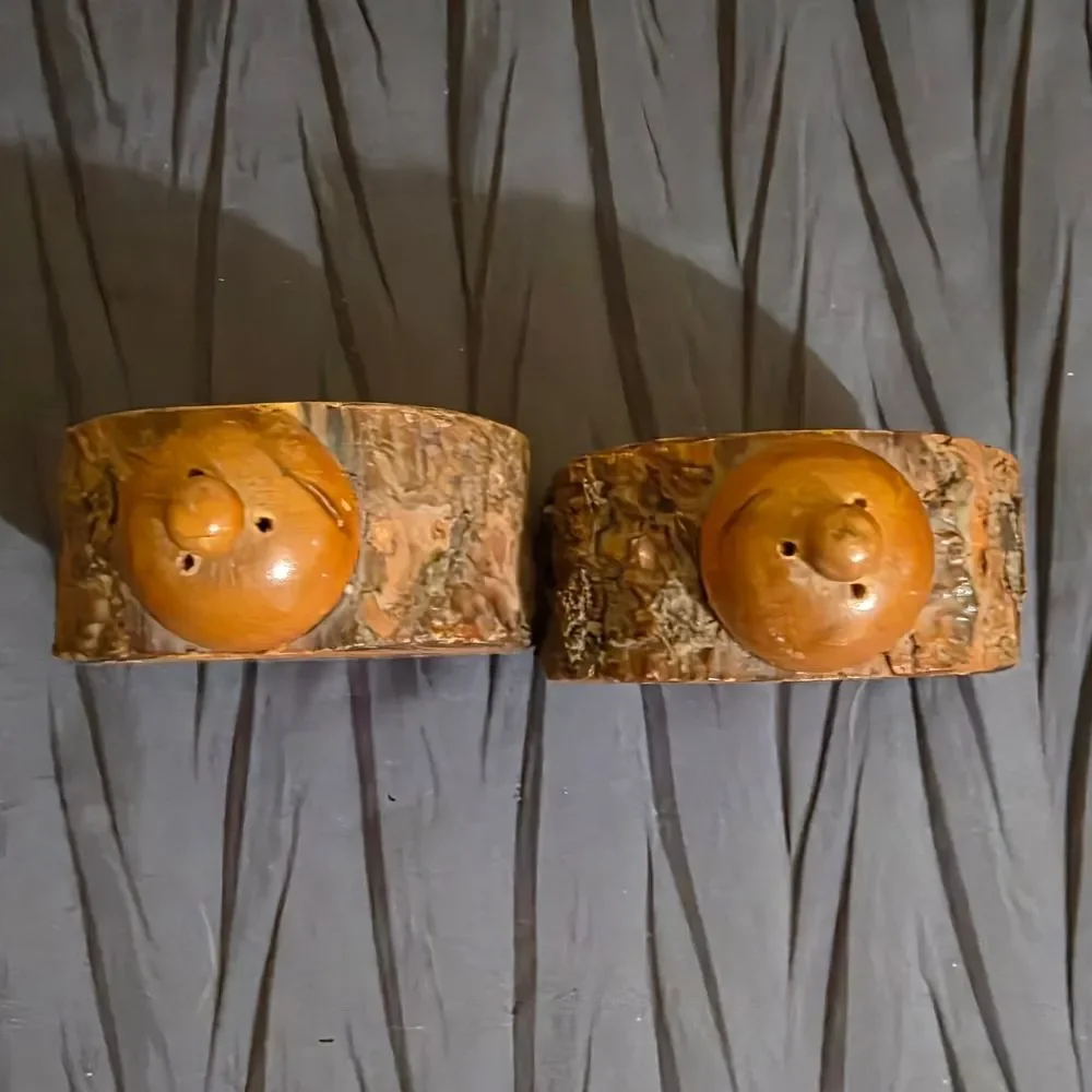 Natural Wood Clock Salt and Pepper Shakers